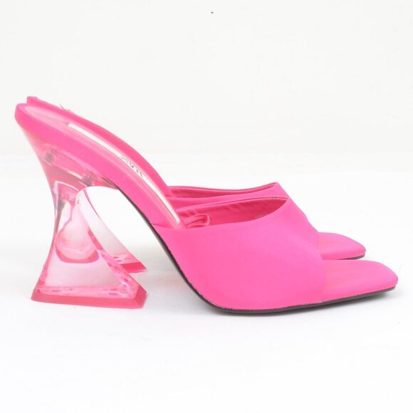 Zara Barbie Pink Clear Heels Slides Slip On Open Toe Sandals Women's 6 - Picture 1 of 6